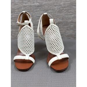Tory Burch Doris Leather Heels Sandals Womens Size 8M Ivory Style 40024 NEW